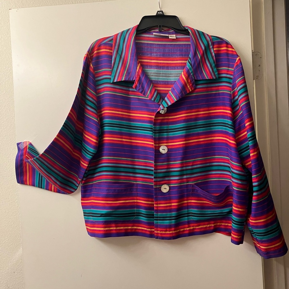 Chicos silk multi color stripe blouse or jacket